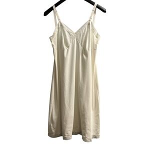 Vintage Y2K Slip Dress White Sheer Nylon Babydoll Floral Embroidered Midi Fairy